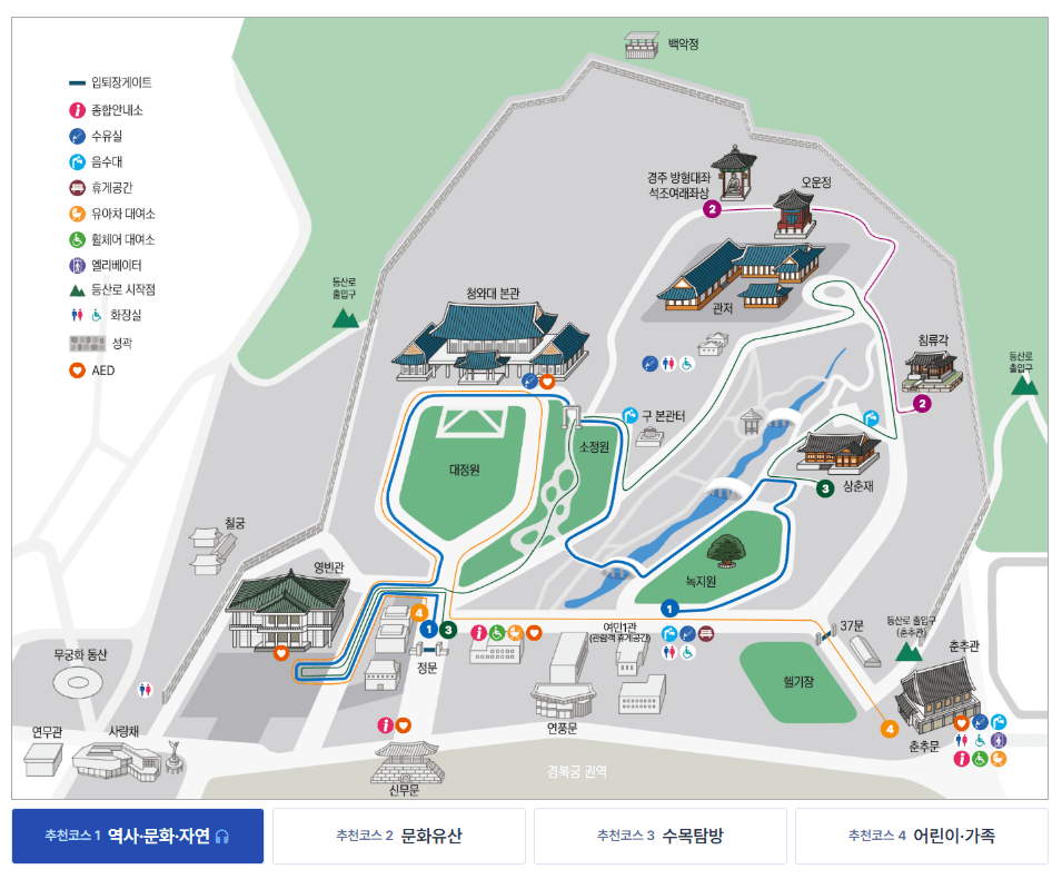 청와대 관람동선 안내. 출처: 청와대 홈페이지